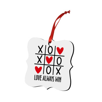 Love always win, Christmas ornament polygon wooden 7.5cm