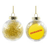 Transparent Christmas tree ball ornament with gold filling 8cm