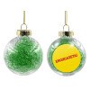 Transparent Christmas tree ball ornament with green filling 8cm