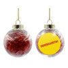 Transparent Christmas tree ball ornament with red filling 8cm