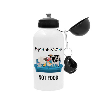 friends, not food, Μεταλλικό παγούρι νερού, Λευκό, αλουμινίου 500ml