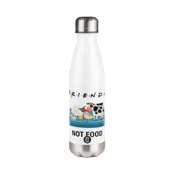 friends, not food, Metal mug thermos White (Stainless steel), double wall, 500ml