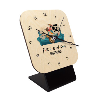 friends, not food, Επιτραπέζιο ρολόι σε φυσικό ξύλο (10cm)