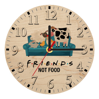friends, not food, Ρολόι τοίχου ξύλινο plywood (20cm)