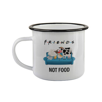 friends, not food, Κούπα εμαγιέ με μαύρο χείλος 360ml