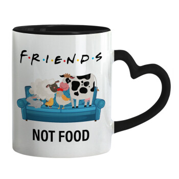 friends, not food, Mug heart black handle, ceramic, 330ml