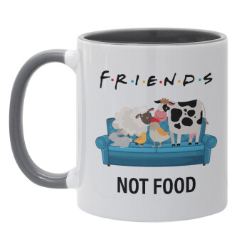friends, not food, Κούπα χρωματιστή γκρι, κεραμική, 330ml