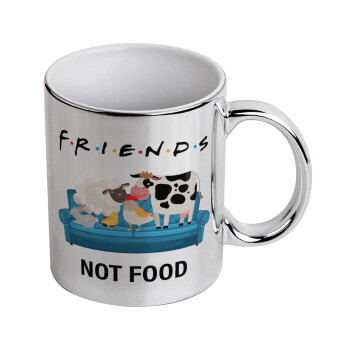 friends, not food, Κούπα κεραμική, ασημένια καθρέπτης, 330ml