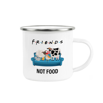 friends, not food, Metallic enamel cup white 360ml