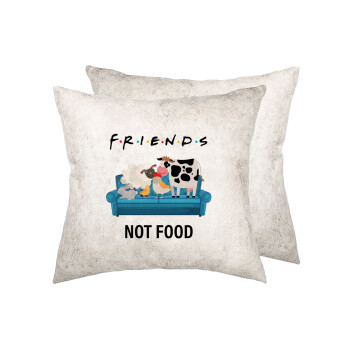 friends, not food, Μαξιλάρι καναπέ Δερματίνη Γκρι 40x40cm με γέμισμα