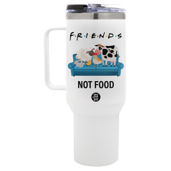 friends, not food, Mega Tumbler με καπάκι, διπλού τοιχώματος (θερμό) 1,2L