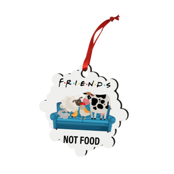 friends, not food, Στολίδι Χριστουγεννιάτικο στολίδι snowflake ξύλινο 7.5cm