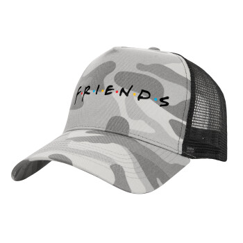 Friends, Adult Structured Trucker Hat, with Mesh, (Camouflage) Army Camo (100% COTTON, ADULT, UNISEX, ONE SIZE)