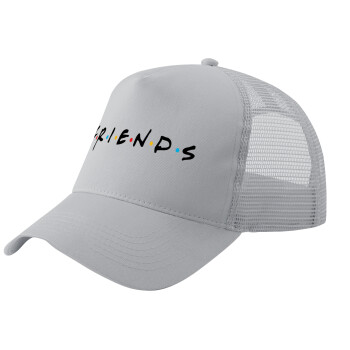 Friends, Adult Structured Trucker Hat, with Mesh, GRAY (100% COTTON, ADULT, UNISEX, ONE SIZE)