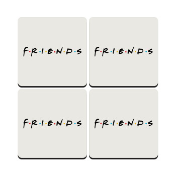 Friends, ΣΕΤ 4 Σουβέρ ξύλινα τετράγωνα (9cm)