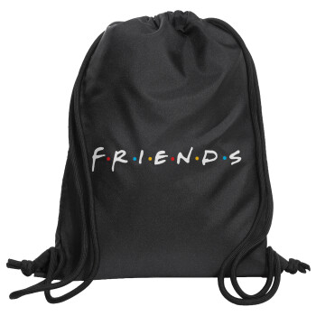 Friends, Backpack pouch GYMBAG Black, with pocket (40x48cm) & thick cords