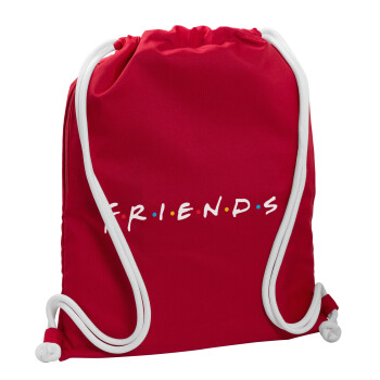 Friends, Backpack pouch GYMBAG Red, with pocket (40x48cm) & thick cords