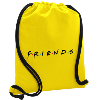 Friends, Backpack pouch GYMBAG Yellow, with pocket (40x48cm) & thick cords