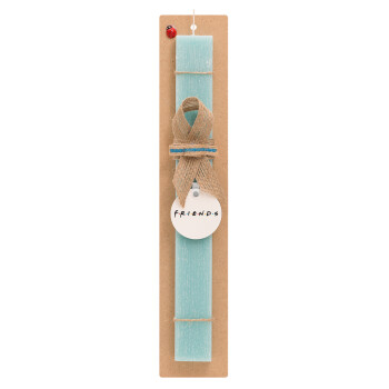 Friends, Easter Set, wooden keychain & aromatic flat Easter candle (30cm) (TURQUOISE)