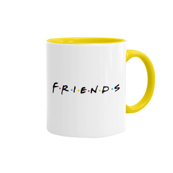 Friends, Κούπα χρωματιστή κίτρινη, κεραμική, 330ml