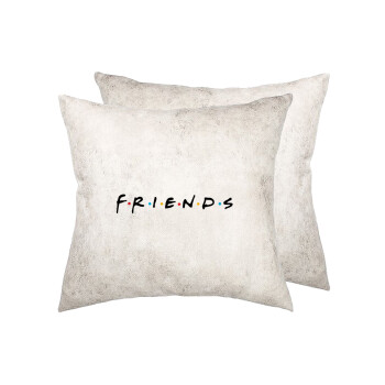 Friends, Μαξιλάρι καναπέ Δερματίνη Γκρι 40x40cm με γέμισμα