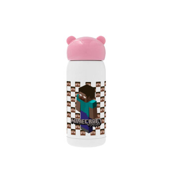 Minecraft herobrine, Pink stainless steel thermal flask, 320ml