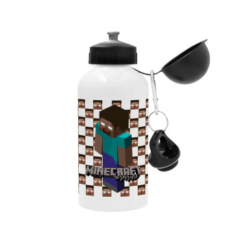 Minecraft herobrine, Metal water bottle, White, aluminum 500ml