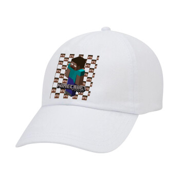 Minecraft herobrine, Adult Baseball Cap White 5-panel (POLYESTER, ADULT, UNISEX, ONE SIZE)