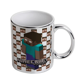 Minecraft herobrine, Mug ceramic, silver mirror, 330ml