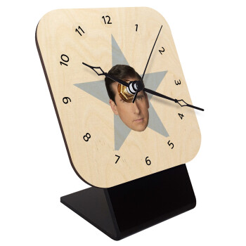 michael the office star, Quartz Table clock in natural wood (10cm)