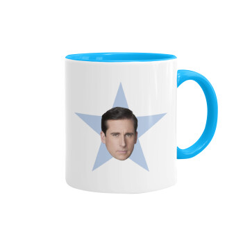 michael the office star, Mug colored light blue, ceramic, 330ml