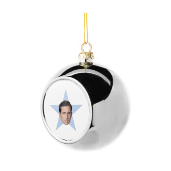 michael the office star, Silver 8cm Christmas tree ball ornament