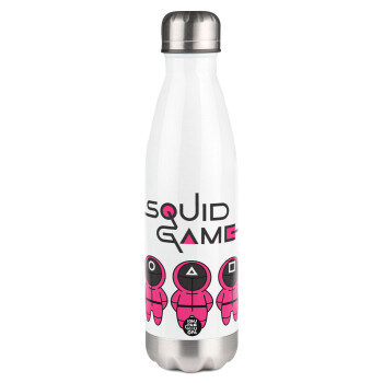 The squid game characters, Metal mug thermos White (Stainless steel), double wall, 500ml