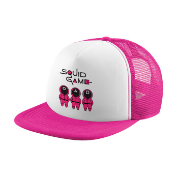 The squid game characters, Καπέλο Ενηλίκων Soft Trucker με Δίχτυ Pink/White (POLYESTER, ΕΝΗΛΙΚΩΝ, UNISEX, ONE SIZE)