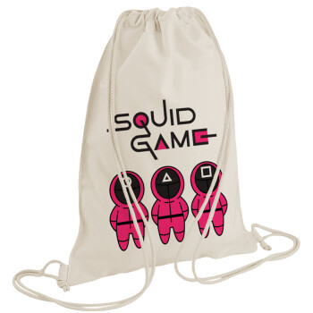 The squid game characters, Backpack bag GYMBAG natural (28x40cm)