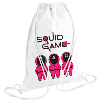 The squid game characters, Backpack pouch GYMBAG white (28x40cm)