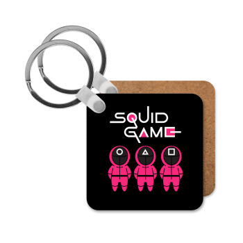 The squid game characters, Μπρελόκ Ξύλινο τετράγωνο MDF