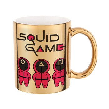 The squid game characters, Mug ceramic, gold mirror, 330ml