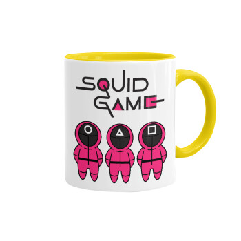 The squid game characters, Mug colored yellow, ceramic, 330ml
