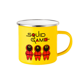 The squid game characters, Yellow Enamel Metallic Cup 360ml