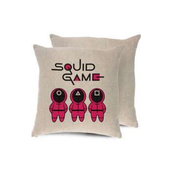 The squid game characters, Μαξιλάρι καναπέ ΛΙΝΟ 40x40cm περιέχεται το  γέμισμα