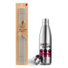 Easter Set, metallic stainless thermos flask (500ml) & scented flat Easter candle (30cm) (GRAY)