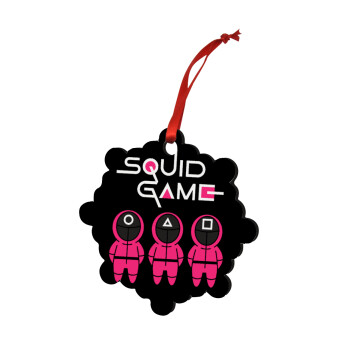 The squid game characters, Χριστουγεννιάτικο στολίδι snowflake ξύλινο 7.5cm
