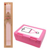 Easter Set, children's snack container PINK & scented flat Easter candle (30cm) (PINK)