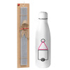 Easter Set, metallic Inox water bottle (700ml) & Easter scented flat candle (30cm) (GRAY)