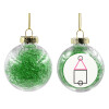 Transparent Christmas tree ball ornament with green filling 8cm