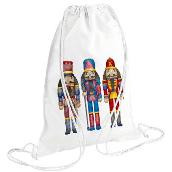 Christmas Nutcrackers, Backpack pouch GYMBAG white (28x40cm)