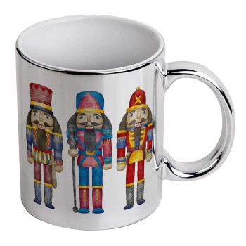 Christmas Nutcrackers, Mug ceramic, silver mirror, 330ml