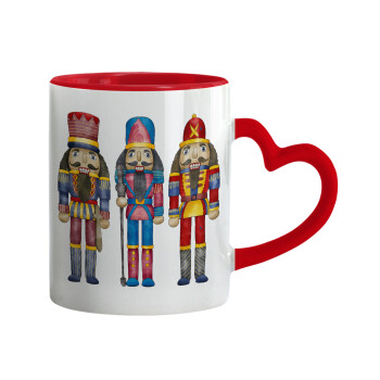 Christmas Nutcrackers, Mug heart red handle, ceramic, 330ml