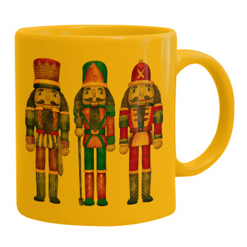 Christmas Nutcrackers, Ceramic coffee mug yellow, 330ml